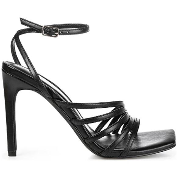 NEW Journee Collection‎ Women's Louisse Square Toe Strappy High Heels 11 Black - Picture 1 of 8